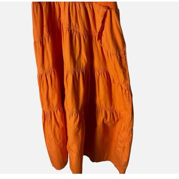 Derek Lam Dress Midi Sleeveless Cross-Strap Orange Size Medium *READ FLAW* - Picture 4 of 9